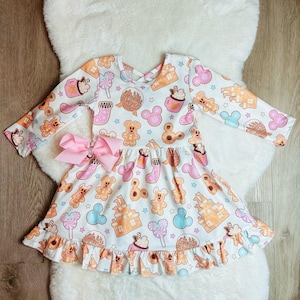 Girls' Christmas Cookie Dress: Pink Holiday Twirl Outfit
