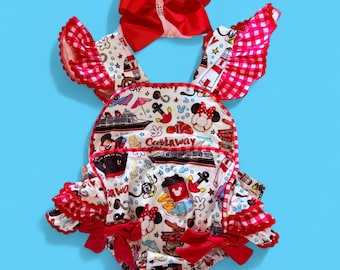 Baby-Kreuzfahrt-Outfit, Maus-Kreuzfahrt-Linie, Kleinkind-Kreuzfahrt-Strampler mit passender Schleife