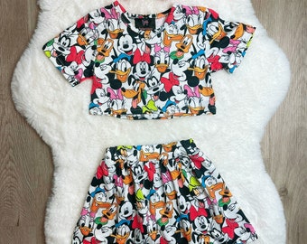 Girls&#39; Mouse Crop Top Skort Set: Theme Park Outfit