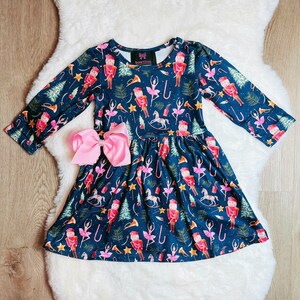 Girls' Nutcracker Christmas Dress with Matching Bow