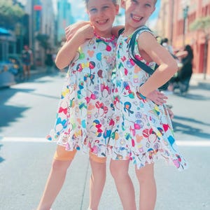Girls Theme Park Mouse Ears Dress: Free Bow, Cotton Blend