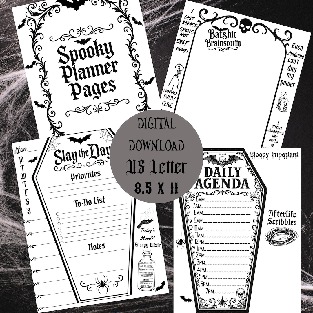 Spooky Planner Pages | 6 Page Gothic Printable Planner Bundle ...