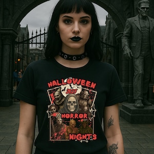 Halloween Horror Nights 2025 Tee, HHN, Unisex Short Sleeve Shirt, Spooky Tee, Halloween Costume, Horror Theme Shirt