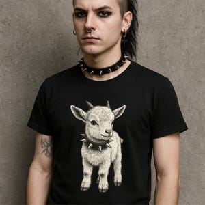 Playful Goat Illustration Unisex Tee, Cute Animal Shirt, Perfect for Casual Outfits, Animal Lover Gift, Birthday, Pet Owner Apparel
