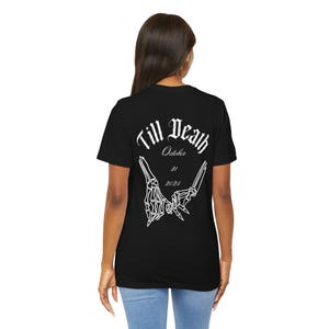 Customizable Goth Engagement Shirt, Unisex Graphic Tee, Couple&#39;s Gift, Till Death Skeleton Love