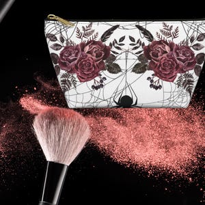 Gothic Floral Accessory Pouch, Boho Rose Makeup Bag, Travel Organizer, Gift for Her, Floral Toiletry Case, Mother's Day