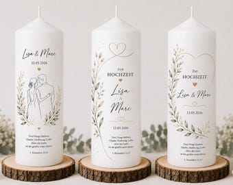 Personalisierte Hochzeitskerze mit Namen und Datum | Traukerze | Hochzeitsgeschenk | Geschenk für Brautpaar | Individuelle Hochzeitsdeko