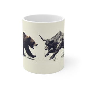 Wall Street Bull Vs Bear Graphic Design Mug