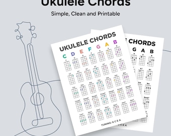 UKULELE Akkord-Charts (Zwei Versionen) | Einfache und sauber druckbare Basic Anfänger Ukulele Akkorde Tabelle
