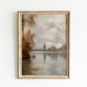 Vintage Landscape Art | Countryside Landscape Print | Rustic Country Print | Moody Wall Art | Living Room Painting | Printable Wall Art