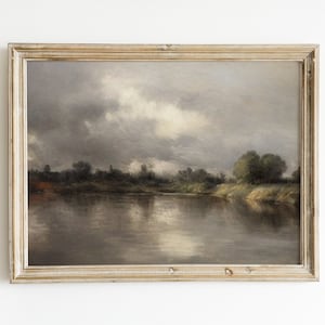 Vintage Landscape Art | Countryside Landscape Print | Rustic Country Print | Moody Wall Art | Living Room Painting | Printable Wall Art