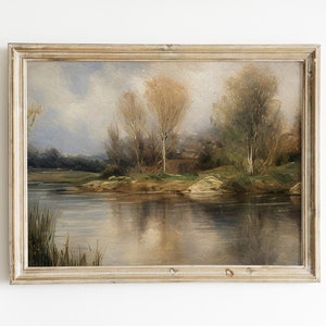 Vintage Landscape Art | Countryside Landscape Print | Rustic Country Print | Moody Wall Art | Living Room Painting | Printable Wall Art