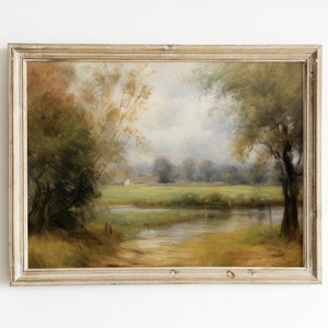 Vintage Landscape Art | Countryside Landscape Print | Rustic Country Print | Moody Wall Art | Living Room Painting | Printable Wall Art