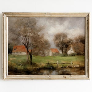 Vintage Landscape Art | Countryside Landscape Print | Rustic Country Print | Moody Wall Art | Living Room Painting | Printable Wall Art
