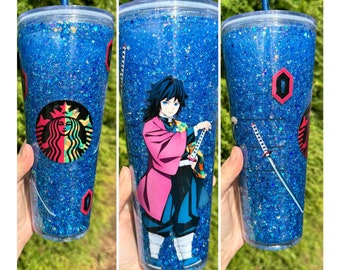 Vaso de globo de nieve de anime azul