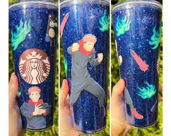 Vaso de globo de nieve de anime Jujutsu azul marino