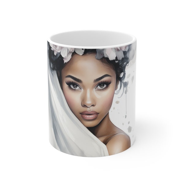 Beautiful Black Bride, bridal, black bride, melanin, beautiful bride, mug, i do