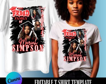 Examens-T-shirtdesign, redigerbar i canvas, examen 2024, perfekt för sublimering