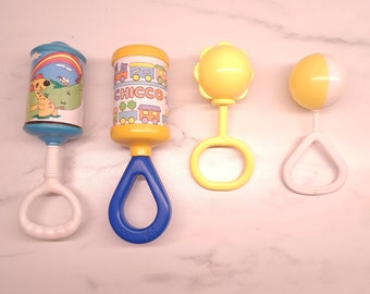 Divers hochets à main pour bébés, des années 1970, dont la marque Chicco, jouets de naissance soleil, tournesol, kling klang