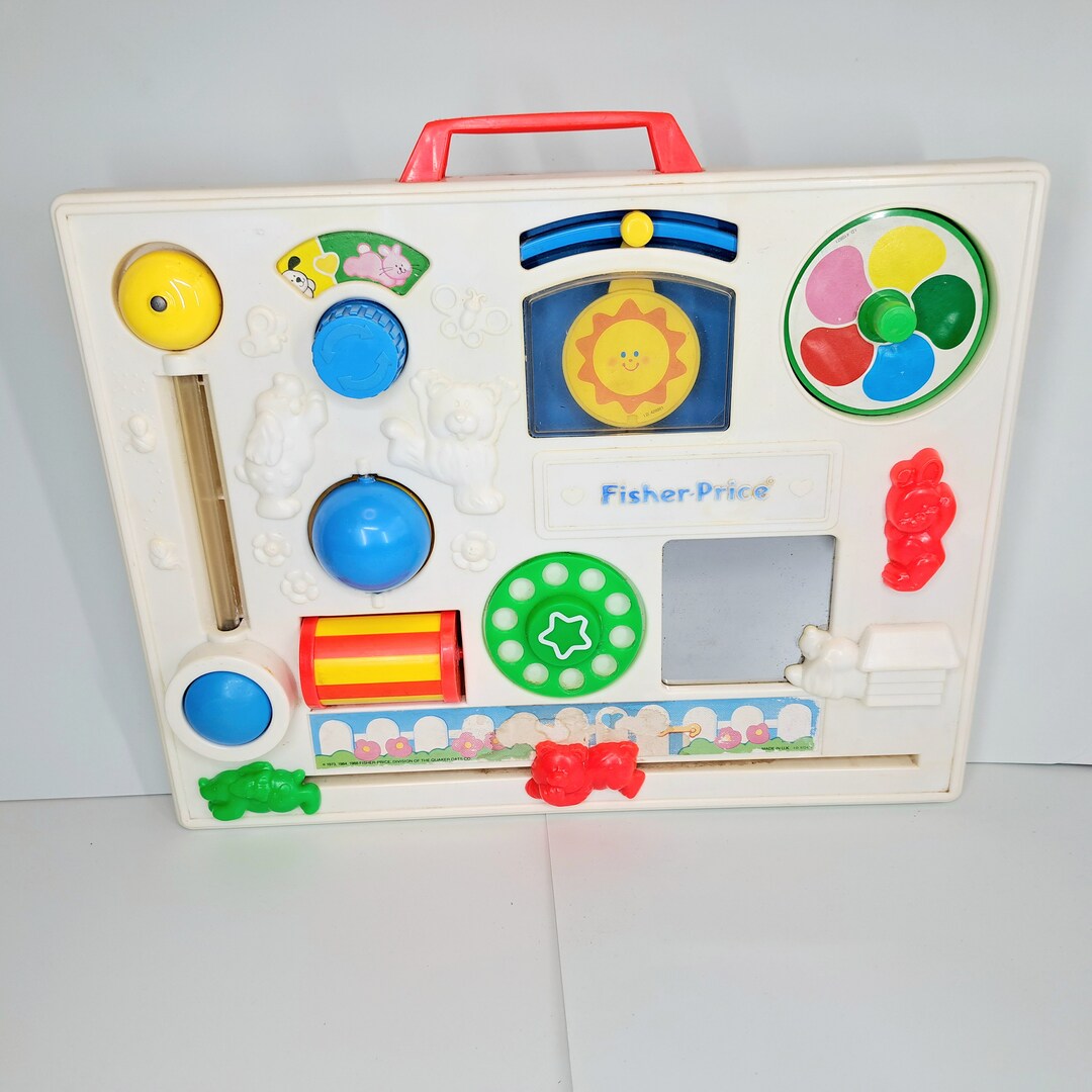 Fisher Price Activity Center, Birth 80s Crib Toy, Used Condition, Durable Retro Music Toy for