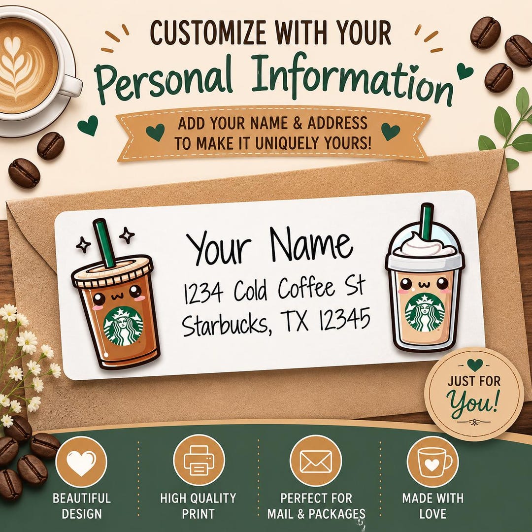 Cute Coffee Return Address Labels - Etsy
