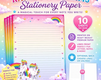 Rainbow Dreams Unicorn Stationery