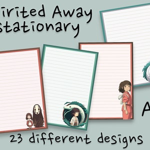 SPIRITED AWAY Studio Ghibli Anime Papelería para amigos por correspondencia, escritura de cartas, correo postal, diario - Forrado - A5 - 23 diseños diferentes