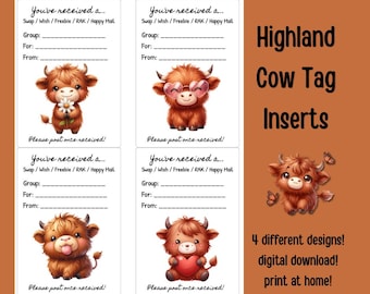 Highland Cow Tag Inserts