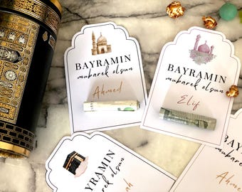 4 tarjetas de regalo Bayram personalizadas: tarjetas de regalo de Ramadán, tarjetas de regalo EID, tarjetas Eid Mubarak, tarjetas Bayram para niños, regalo Bayram, regalo Eid