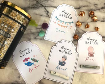 4 tarjetas de regalo Bayram personalizadas: tarjetas de regalo de Ramadán, tarjetas de regalo EID, tarjetas Eid Mubarak, tarjetas Bayram para niños, regalo Bayram, regalo Eid