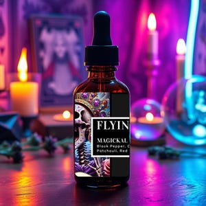 Flying Devil Magickal Oil Blend: Banishing & Protection - Amber Glass