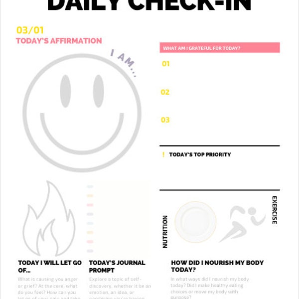 Mental Health Check in Worksheet - Etsy
