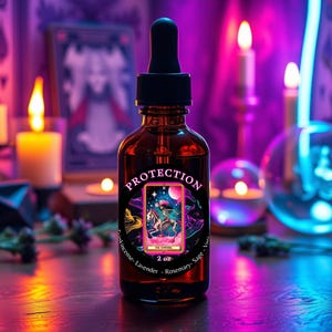 Protection Magickal Oil Blend: Witchcraft Anointing Oil in Amber Glass