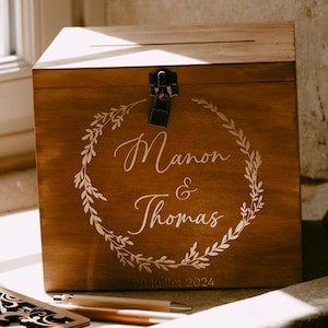 Urne mariage personnalisés bois plexiglass verre cagnotte mariage vendu avec fermoir cadenas boite à cartes enveloppes - Boite cagnotte