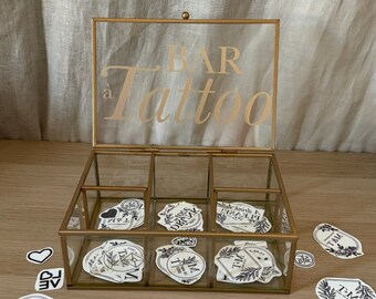 BAR A TATTOOS l Boîte à tatouages éphémères personnalisés pour votre mariage. Idéal en animation, activités ou en cadeau pour vos invités.