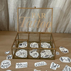 Planches de tatouages personnalisés à choisir pour votre mariage. Plusieurs logos, design, illustration, styles disponibles sur mesure. Création unique. Ideal en animation et en cadeau pour vos invités.