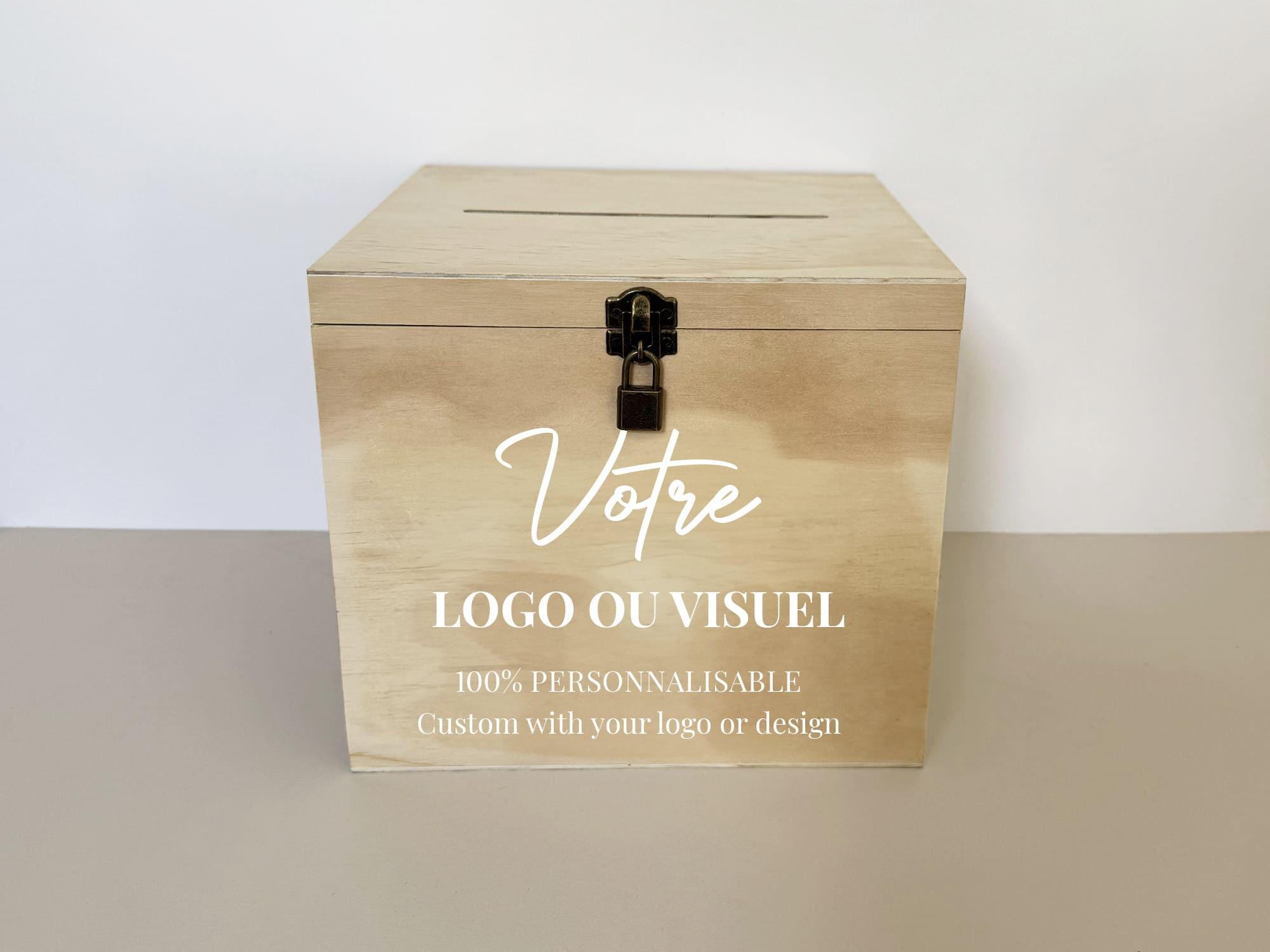 Urne de mariage en bois personnalisée – Boîte à enveloppe unique