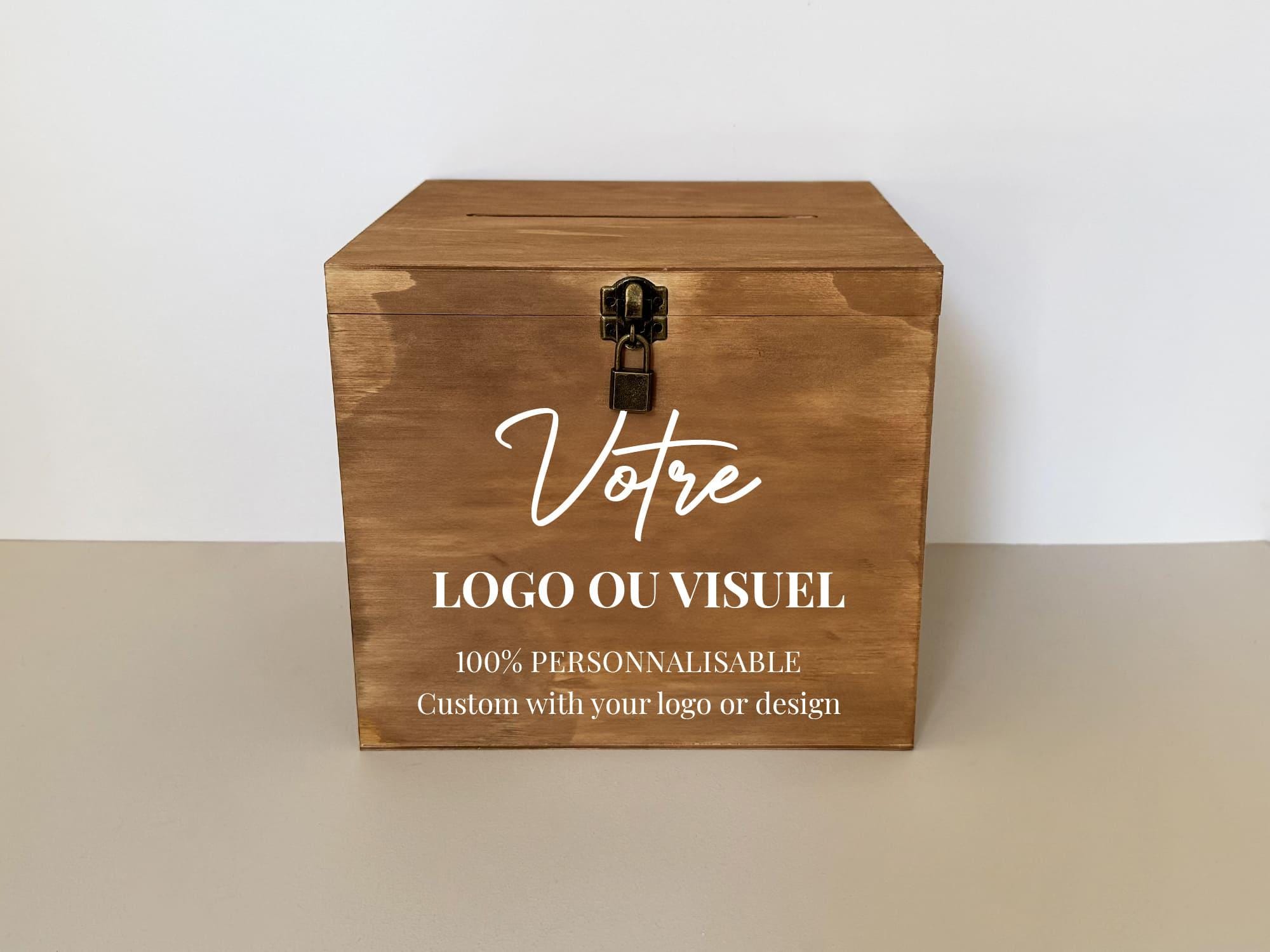 Urne de mariage en bois naturel personnalisée – Handmade en France