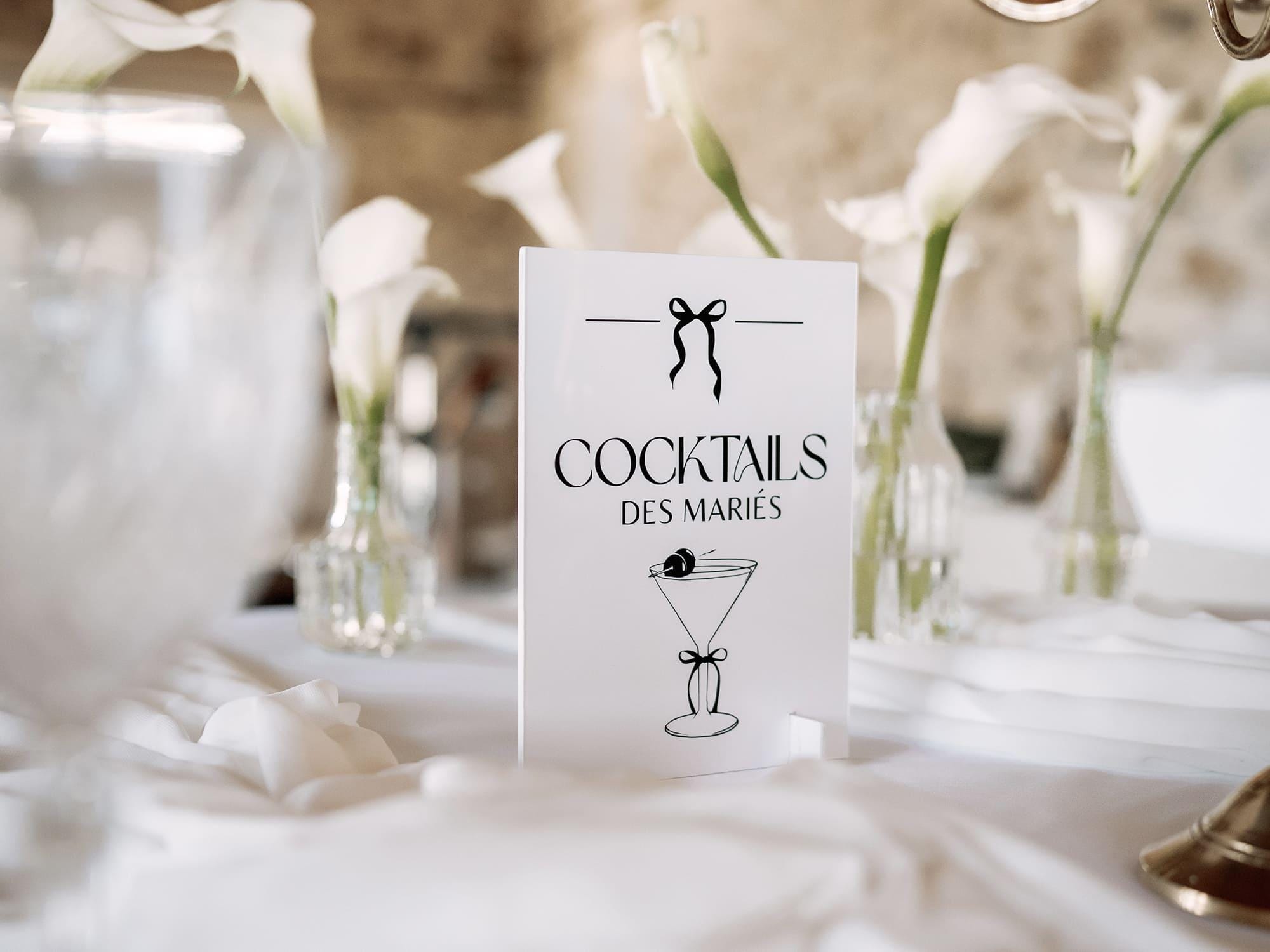 Panneau Personnalisé pour Bar de Mariage en Bois ou Plexiglass