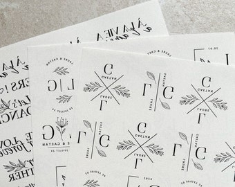 Planche de tatouages éphémères personnalisés pour votre mariage. Idéal en animation, activités ou en cadeau pour vos invités.