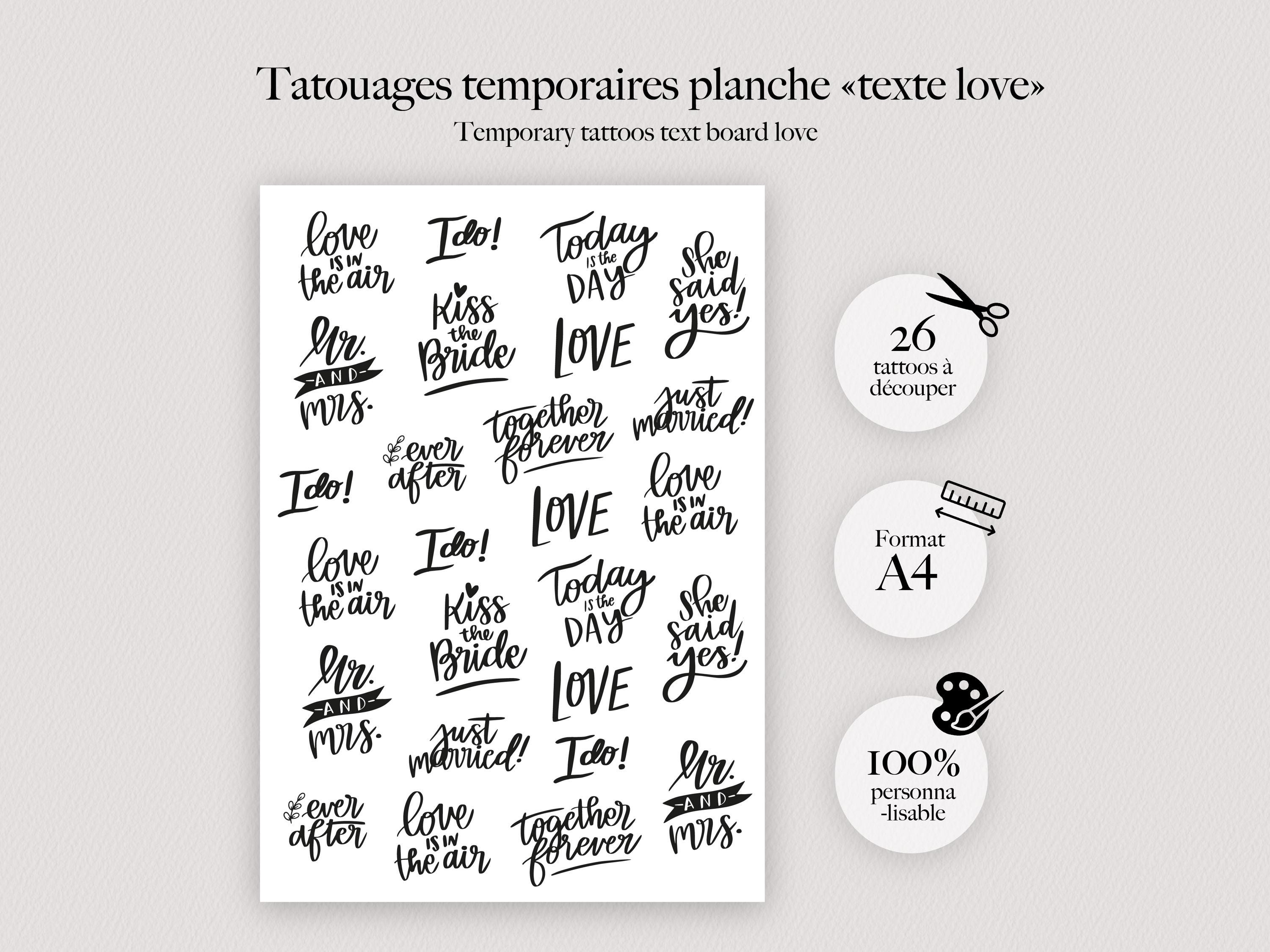 Tatouages éphémères élégants pour mariage – Mr et Mme, She said yes