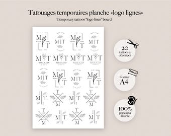 Minimalist logo wedding temporary tattoos – Elegant & personalized – Bride, guests, bachelorette party