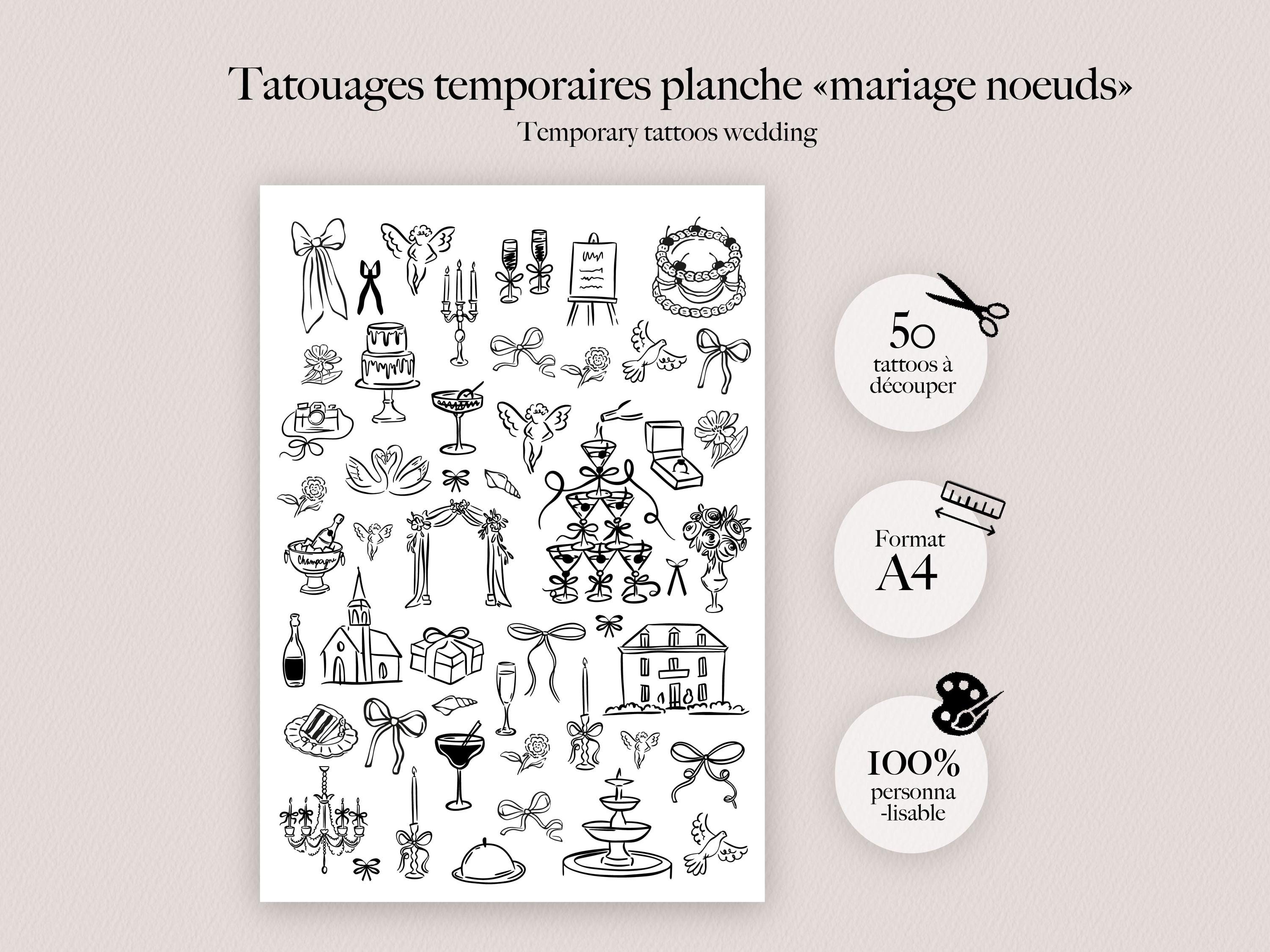 Tatouages temporaires personnalisés pour mariage et événements