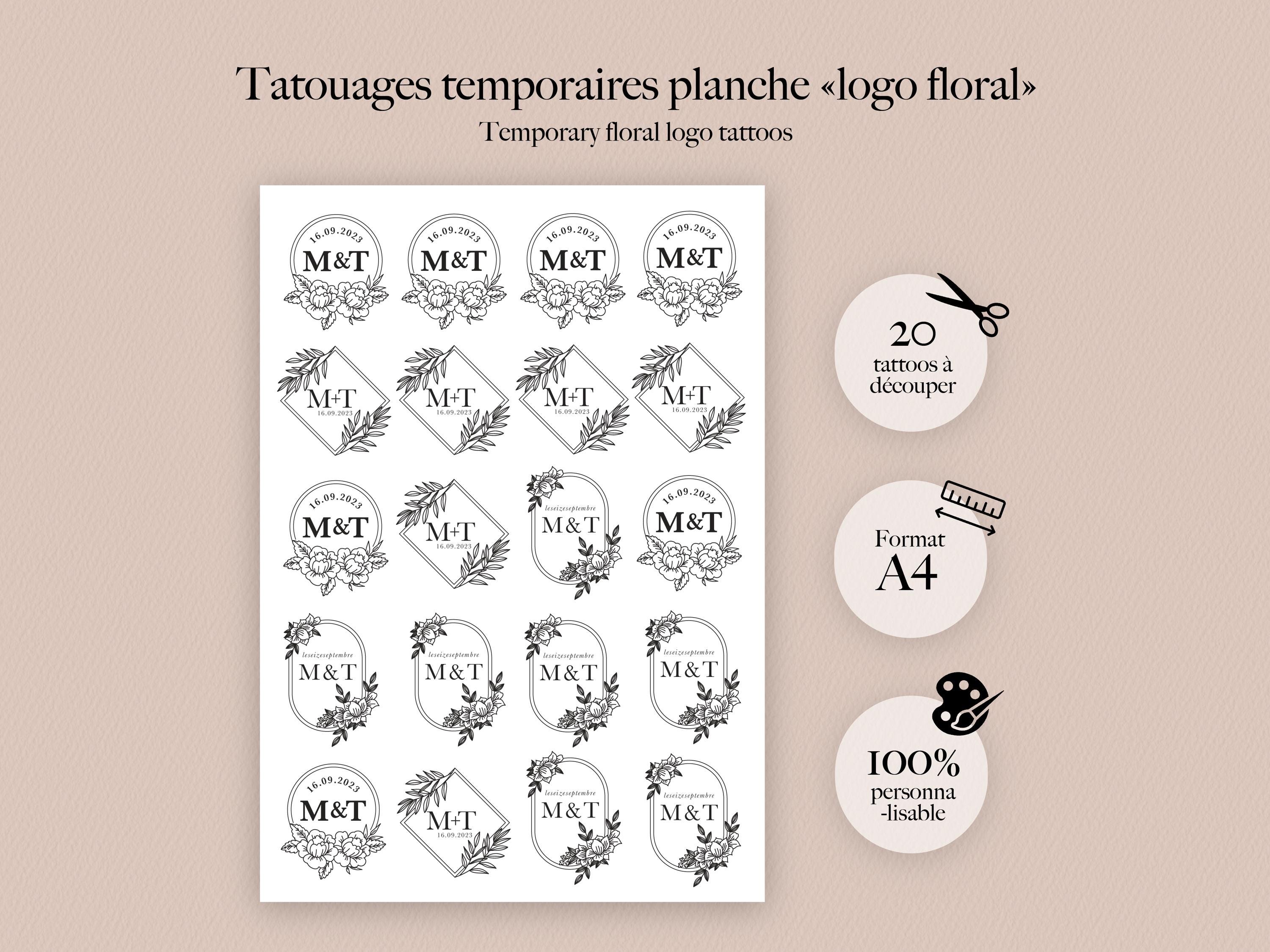 Tatouage mariage tropical personnalisé avec initiales – Eco-chic