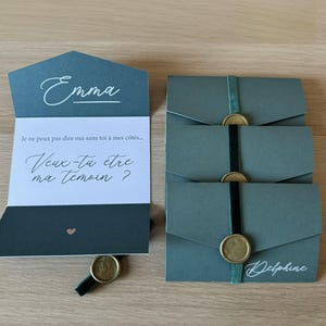 Richiesta di testimone di nozze personalizzata | Colore, nastro e sigillo a scelta | Nome e messaggio personalizzati