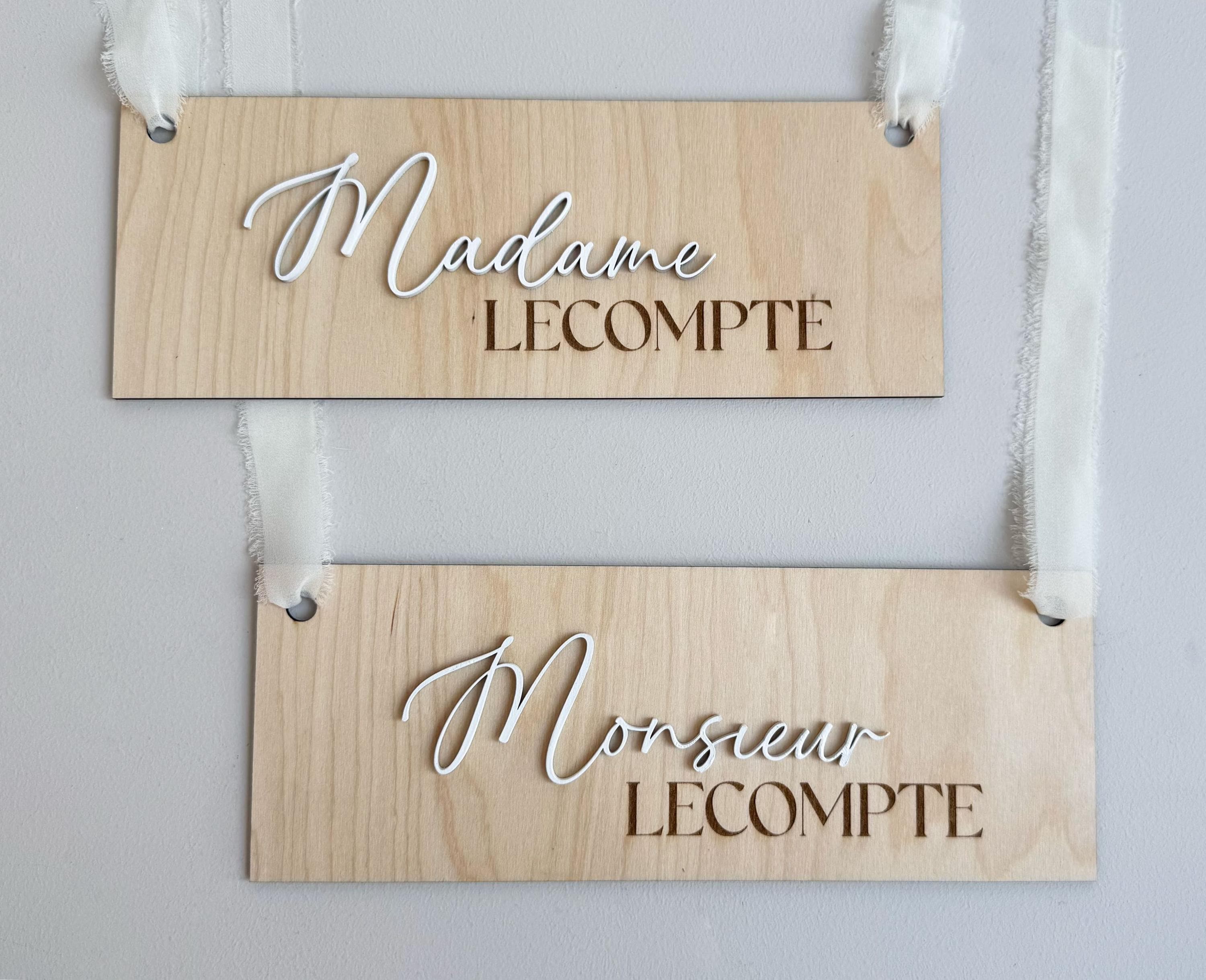 Pancartes chaises mariage en bois personnalisées avec ruban de soie
