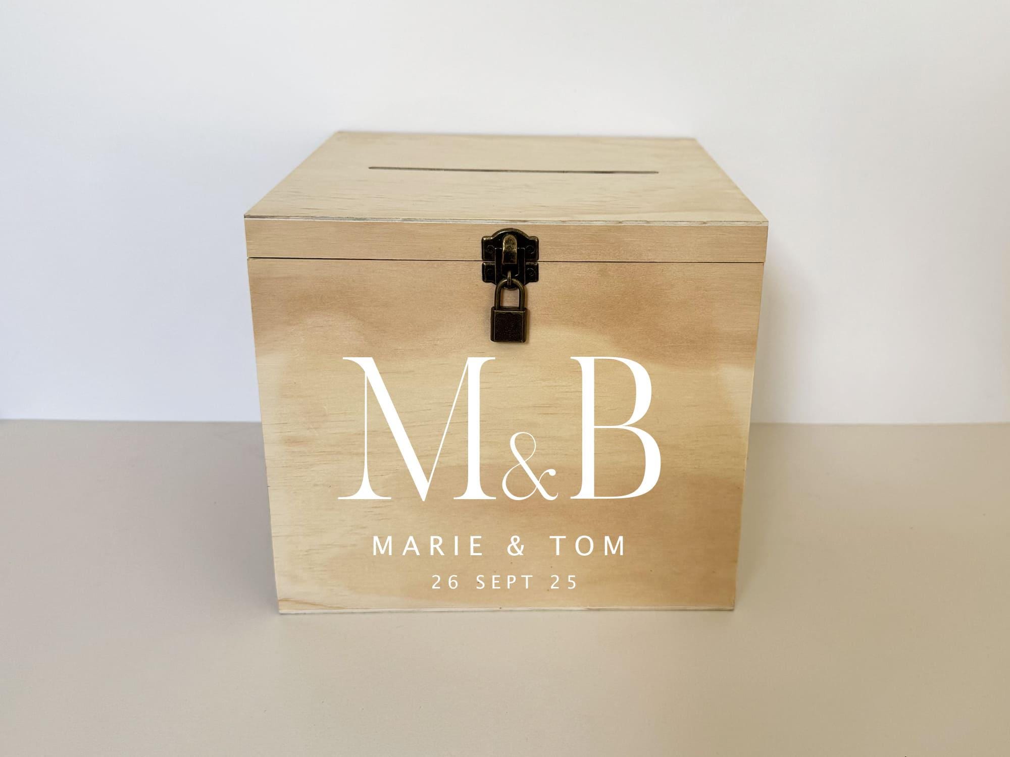 Urne en bois personnalisée pour mariage – Boîte à enveloppes