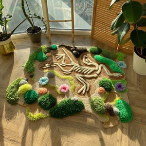 Landscape tufted custom rug, 3d tufted rug, grass carpet, fluffy rug, 3d skeleton rug, 3d carpet, living room carpet, bedroom decor rug