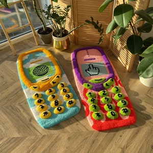 Fluffy 3d custom phone rugs, tufted handmade high pile carpet, phone rug