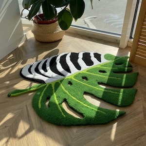 Monstera rug, skeleton rug, 3d monstera skull rug, monstera leaf rug, tufted custom rug, handmade rug, 3d rug, rug tufting, abstract rug